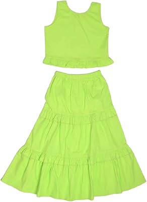 Lower blouse and Popeline skirt for lime girl (lot of 1).. DIAYTAR NIGERIA: Connecting Nigerians with affordable products delivered promptly nationwide.