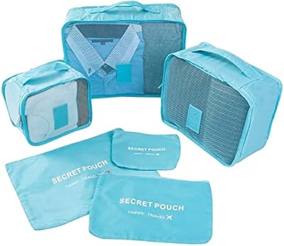 Reusable grocery bags, travel bag, 6 pieces, travel storage bag, compression bag, luggage organizer, light underwear, shoe bag, laundry accessories (blue).. Fast delivery, fair prices, and full variety — only on DIAYTAR Nigeria.