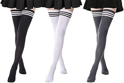 3 pairs of tall socks, high socks for women, striped dresses for women, low long on the knee, soft and stretchy, adjusted calf, non -transparent, for Christmas, party, daily use.. Experience shopping without limits at DIAYTAR NIGERIA, where affordability meets convenience in just days.