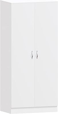 Vida Designs Riano two -door wardrobe, white shelf and wooden rod for bedroom.. Online shopping made simple and affordable — DIAYTAR Nigeria.