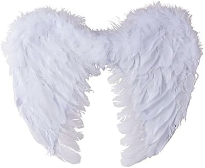 Angel wings in white feathers 40 cm by Ptitc.. DIAYTAR NIGERIA: Your partner in affordable online shopping with dependable delivery within 8 days.