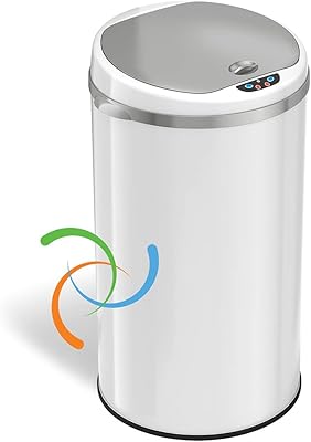 Itouchless with odor filter system, 30 -liter trash can, perfect for the house, the kitchen and the 8 -gallon office with contactless sensor, round steel, white.. DIAYTAR Nigeria brings you closer to everything you need — fast delivery, low costs, and variety.