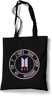 Large reusable tote bag in ecological black cotton fabric / to shop / BTS shoulder bag, multicolored, L.. DIAYTAR NIGERIA: Where affordability meets variety in Nigeria's most comprehensive online marketplace.