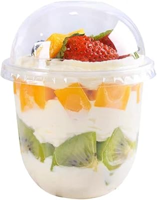 Eatheaty 100 Pack 360 ml/12 oz Transparent plastic cups without lids without hole, perfect c cups for dessert, fruit yogurt with dome cover, crystal festive goblet for perfect, salad, ice cream, cold drink, cupcakes.. Shop anytime, receive on time — only with DIAYTAR Nigeria.