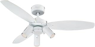 Interior ceiling fan Westinghouse Lightning Jet Plus, Metal, 1 Watt, White finish with reversible blades in broken white maple.. Experience retail therapy without the financial stress at DIAYTAR NIGERIA's affordable e-commerce platform.