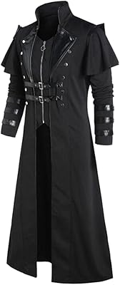 HFFU Long Coat Steampunk Victorian Gothic For Men's Long Mantle Medieval Knight Costume Outdoor clothing.. DIAYTAR NIGERIA: Your trusted partner for affordable online shopping with reliable delivery timeframes.