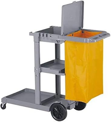 Yxx- Traditional commercial home care chariot, gray cleaning trolley with 3 shelves with removable bag, for schools and hotels.. With DIAYTAR Nigeria, shopping online is easy, affordable, and fast.