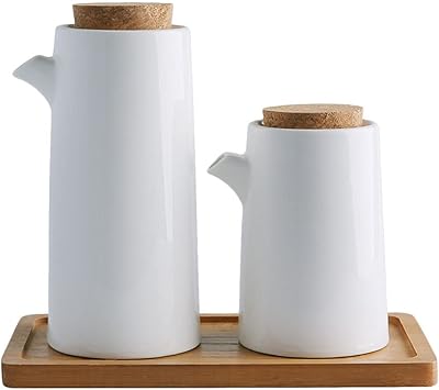 Set of bottles distributors of oil and white ceramic vinegar Duetol for the kitchen of olive oil or soy sauce, porcelain oil distributor, liquid ceramic condiments distributor with tray with tray.. Why shop anywhere else? DIAYTAR Nigeria has it all, at prices you’ll love.