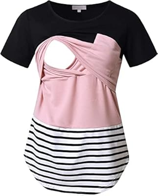 Multicolor maternity breastfeeding t-shirt with short sleeves for breastfeeding, pregnancy shirt with pocket.. Shop with purpose at DIAYTAR NIGERIA and receive quality products at budget rates within 8 days.