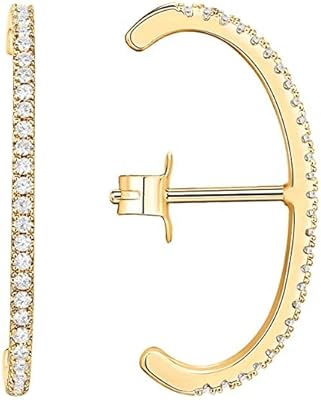 Diamond rod earrings, C -shaped rod earrings, small clips in the shape of an ear bone, ears hanging, 14 -carat gold plated brass, single Creole earrings, Copper, Copper, Copper, Copper.. DIAYTAR NIGERIA promises affordability and variety with every purchase, delivered in 5-8 days.