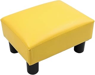 Modern rectangular ottoman bench KK Toner in polyurethane leather (yellow).. Shop smart with DIAYTAR NIGERIA, offering a vast product range delivered to your doorstep within a week.