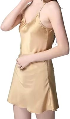 Satin sleep clothing for women, spaghetti straps, nightgown, mini briefs, short night clothes.. DIAYTAR Nigeria: Your one-stop online shop with unbeatable prices and nationwide delivery in under 8 days.