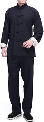 Kung costume fu in linen for men, uniform of traditional Chinese martial arts with long sleeves, mandarin jacket and tai chi pants.. DIAYTAR NIGERIA delivers affordability and convenience with every purchase, shipped within the week.