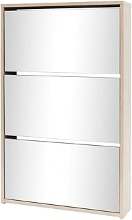Fidaxl Shoe cabinet with 3 levels with mirror for living room, entrance, bedroom, corridor, sliding drawer, oak shoe shelf.. Find quality and variety without breaking the bank — only on DIAYTAR Nigeria.