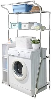 BAOYUNI-2-level storage shelf above the washing machine, metal storage shelf for bathroom with 6 hooks, space saving, adjustable width to organize linen and toilet supplies.. Your go-to destination for affordable online shopping, DIAYTAR NIGERIA delivers in under 8 days.