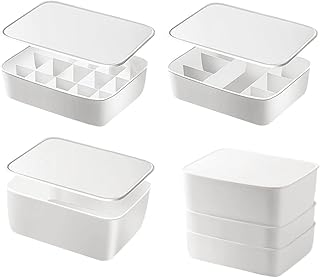 Nimai 3 sets of storage boxes for underwear bras socks with 3 lids storage boxes for underwear socks storage bins plastic (1+7+15 cells, delicate white (light pink).. DIAYTAR NIGERIA brings the nation's largest product catalog to your doorstep at prices you'll appreciate.