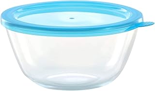 Bol to mix and serve in borosil glass with blue lid, bowl going to the oven and the microwave, 500 ml, borosilicate glass, transparent.. Discover the convenience of DIAYTAR NIGERIA's vast e-commerce platform with delivery in just 5-8 days.