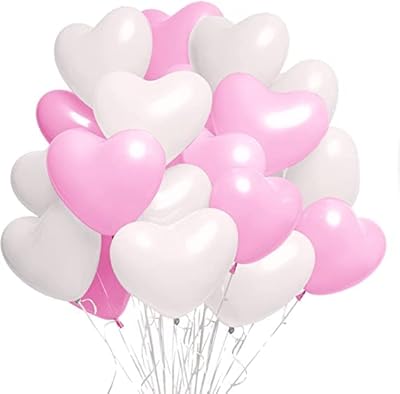 10 "Colorful latex balloons in the shape of a heart for baby shower, wedding, birthday, Valentine's Day and engagement (40 pieces) (pink and white).. DIAYTAR NIGERIA: Where quality meets accessibility with affordable prices and prompt shipping.