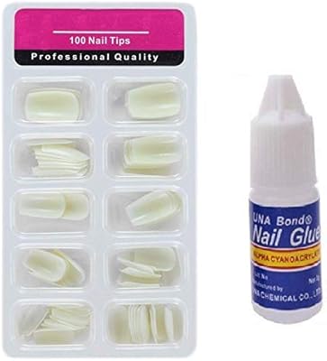 False nails in white acrylic femiza for nail art lot of 100 with glue.. DIAYTAR NIGERIA transforms online retail with our affordable platform and dependable shipping service.