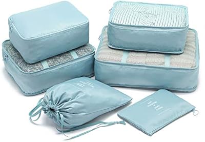 AMATER travel bag organizer, luggage organizer, set of travel packaging cubes (blue).. Your shopping dreams realized through DIAYTAR NIGERIA's affordable platform with reliable delivery times.