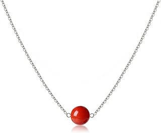 Round natural agate stone necklace 8 mm, necklace with red agate crystal pendant for women.. DIAYTAR Nigeria: trusted by thousands for fast, reliable delivery.