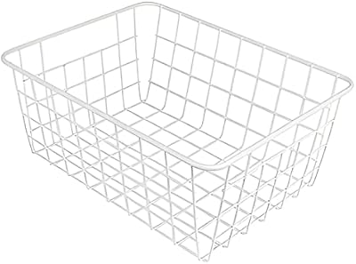 Durable metal wire basket for storage of food in the freezer with handle, suitable for the kitchen, the pantry, the laundry room, the cabinet, the garage and the bathroom, white.. DIAYTAR NIGERIA: Your trusted e-commerce partner with extensive product choices and affordable delivery.