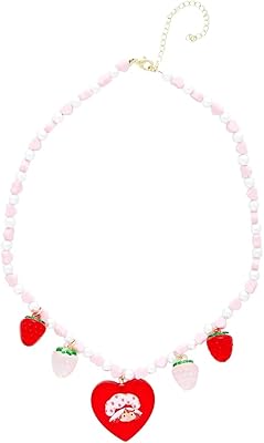 Heart -shaped pendant necklace Ahwan strawberry, with pendants and strawberry pearls, plastic, without precious stones, plastic, without precious stones.. DIAYTAR NIGERIA: Where every shopping need is met with affordable prices and timely delivery.