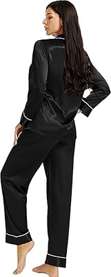Silk satin pajamas for women (AS4, Alpha, L, Regular), Black, L.. Experience the satisfaction of affordable shopping with DIAYTAR NIGERIA's nationwide 5-8 day delivery.