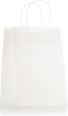 24 -piece showway KRAFT paper bags with handles, party gifts, birthday, wedding, graduation, baby shower, Christmas, shopping, gift bags (white).. DIAYTAR NIGERIA: Bridging the gap between consumers and quality products with affordable nationwide shipping.