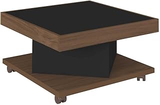 SARA coffee table in brown walnut wood and artelly black, width 63 cm x depth 63 cm x height 33.5 cm.. DIAYTAR NIGERIA: Where shopping dreams become reality with budget-friendly prices and prompt delivery.