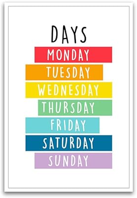 Graphic poster for days of colorful educational week for room.. Experience DIAYTAR NIGERIA, where extensive product variety meets pocket-friendly prices and reliable delivery.