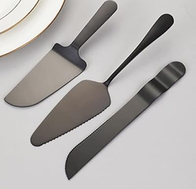 The white shop with stainless steel tart, 4 rooms, pastry shovel, professional dessert shovel for cake, cheese pie, pizza, serrated cake knife, cake service spatula, dishwasher. (black).. Discover the perfect shopping balance at DIAYTAR NIGERIA with competitive prices and prompt delivery.