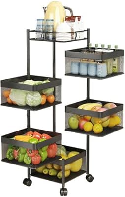Rotary square kitchen storage support with 5 -layers, household fruit and vegetable storage support.. DIAYTAR NIGERIA: Where every Nigerian finds what they need at prices they can afford, delivered promptly.