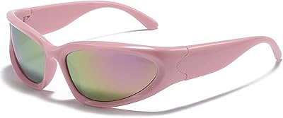 WZPLE Y2K enveloping sunglasses - Elegant outdoor steampunk glasses for women and men - fashionable oval shades - Perfect for sport and fashion - pink.. DIAYTAR NIGERIA: Where countless products meet affordable prices and reliable nationwide shipping.