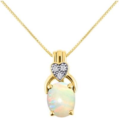 Diamond and opal pendant necklace in 14 -carat yellow gold with 18 \ gold chain - - October birth stone.. Shop across boundaries with DIAYTAR NIGERIA's comprehensive platform and budget-friendly delivery.