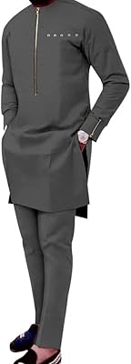 African formal relaxed dashiki clothing for men, shirts and zipper pants, two -room sets, wedding evening outfits (color: gray, size: xl).. Your one-click solution to affordable shopping, DIAYTAR NIGERIA delivers quality products nationwide.
