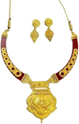 Jewelry set Shakha bhola collar gold plated, size E, metal, metal.. No more overpriced stores — DIAYTAR Nigeria brings the best to your door.