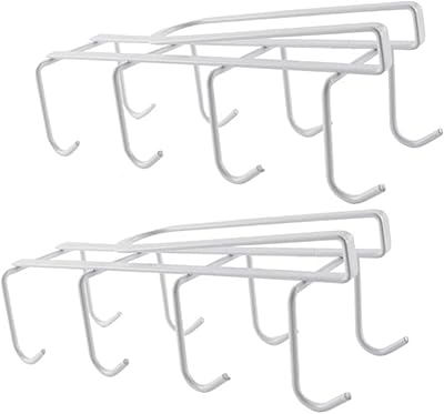 2 -room cup holder - Cutching support under shelf with 8 hooks for the organization of the kitchen, office and closet.. Enjoy effortless shopping and speedy delivery with DIAYTAR Nigeria.