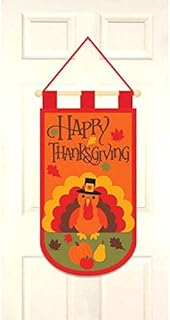 Banner in autumn colors 'Happy Thanksgiving' Door panel and turkey panel for party decoration, felt, 19.5 cm.. DIAYTAR Nigeria: trusted by thousands for fast, reliable delivery.