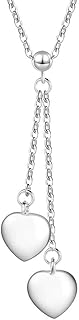 Women's collar hanging Silver Plated Model Double Heart Design Pretty Style Silver 45cm.. Shop with intention at DIAYTAR NIGERIA, offering thousands of products at budget-friendly prices.