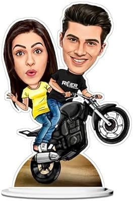 Photo Factory Selfie Caricature of a couple making bike Ca0001.. DIAYTAR NIGERIA makes online shopping accessible with our budget-friendly prices and reliable shipping.
