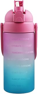Bottle of degraded minisoos of 67 oz with time markers and straw - reusable waterproof bottle without BPA for sport and fitness (pink and blue).. Discover more ways to save — every day on DIAYTAR Nigeria.
