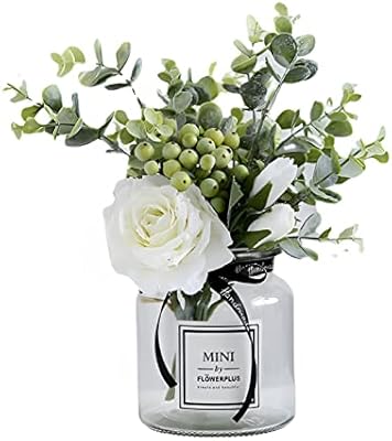 Beautiful ns style vase with artificial flowers, artificial flowers with glass vase, set of modern decorative vases, set of flowers with vase for wedding, house, bedroom, living room, table decoration (white).. From kitchen tools to phones — DIAYTAR Nigeria ships it all in a week.