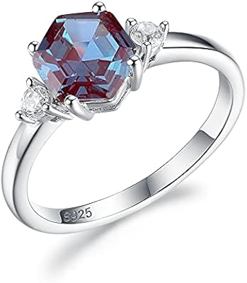 Sterling 925 silver ring encrusted with a real Alexandrite stone for women, hexagonal design for engagement, bride, romantic birthday, sterling 925 silver, precious stone, metal, synthetic alexandrite.. Browse endless categories on DIAYTAR Nigeria — your items delivered in just days.