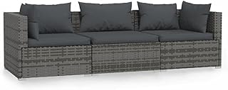 Vedexcel 3 -seater sofa with cushions for terrace, garden, outdoor terrace, porch, long chair, set of gray polyrotin furniture.. Your complete marketplace solution, DIAYTAR NIGERIA offers unbeatable value with delivery within the week.