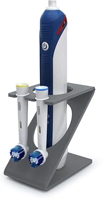 Electric toothbrush head support compatible with Oral-B (2 heads + 1 toothbrush) (matt gray).. DIAYTAR NIGERIA revolutionizes e-commerce with our affordable prices and dependable delivery timeframes.