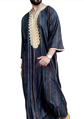 Islamic Thobe For Men Caftan Jubba Long Islamic Dress Arab Design Striped in Dubai Middle East dress Kandora.. DIAYTAR NIGERIA: Where shopping meets satisfaction with affordable prices and delivery within 8 days.