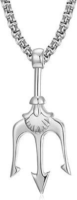 Stainless steel necklace with trident funko pendant poséidon god of the sea for men, hip hop jewelry.. DIAYTAR NIGERIA transforms wishes into deliveries with our affordable and reliable e-commerce platform.