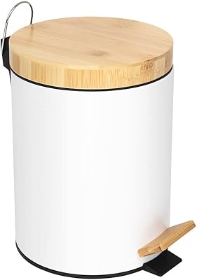 Orchid trash can with bamboo cover with 20 liters for bathroom pedal trash cans.. DIAYTAR NIGERIA transforms online retail with our affordable platform and dependable shipping service.