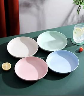 4 plates in light and unbreakable wheat straw of 9 inch, washable in the dishwasher and in the microwave, without BPA.. DIAYTAR NIGERIA makes luxury accessible with our affordable prices and dependable delivery service.